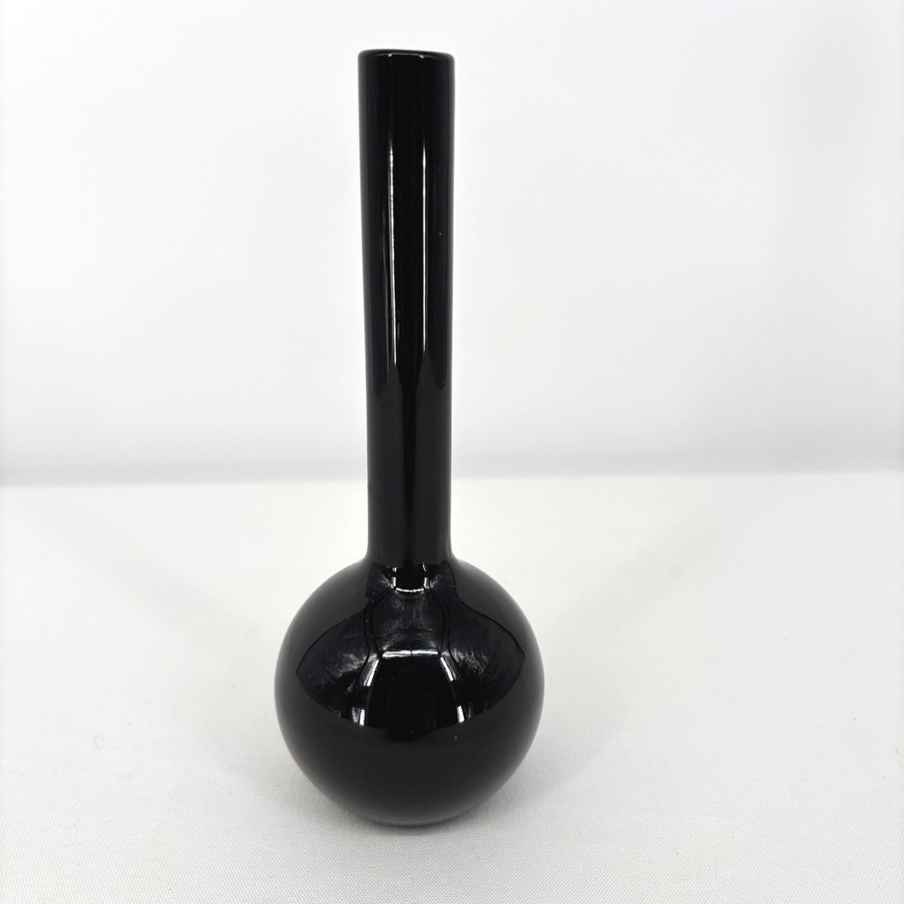 Vintage 1983 Twos Company Handblown Black Amethyst Glass Bud Vase 6in